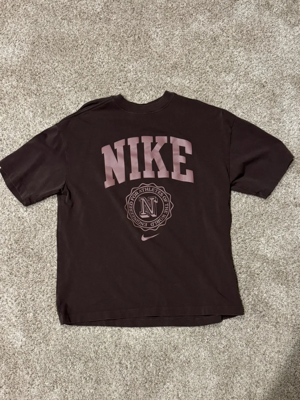 Nike Black Short-Sleeve Logo Tee with Pink Graphic